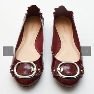 Ann Taylor buckled leather ballet flat in bright cherry size 8